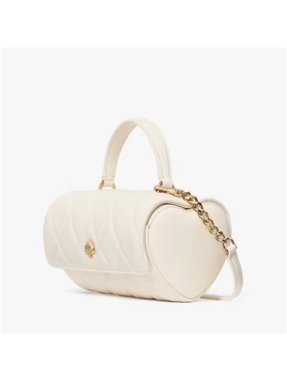 Kate Spade Heart Barrel Quilted Leather Crossbody Bag, Meringue White NWT